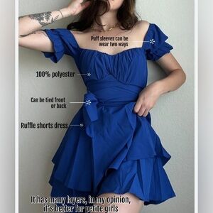 Amazon Tie Waist Layered Romper Blue Small